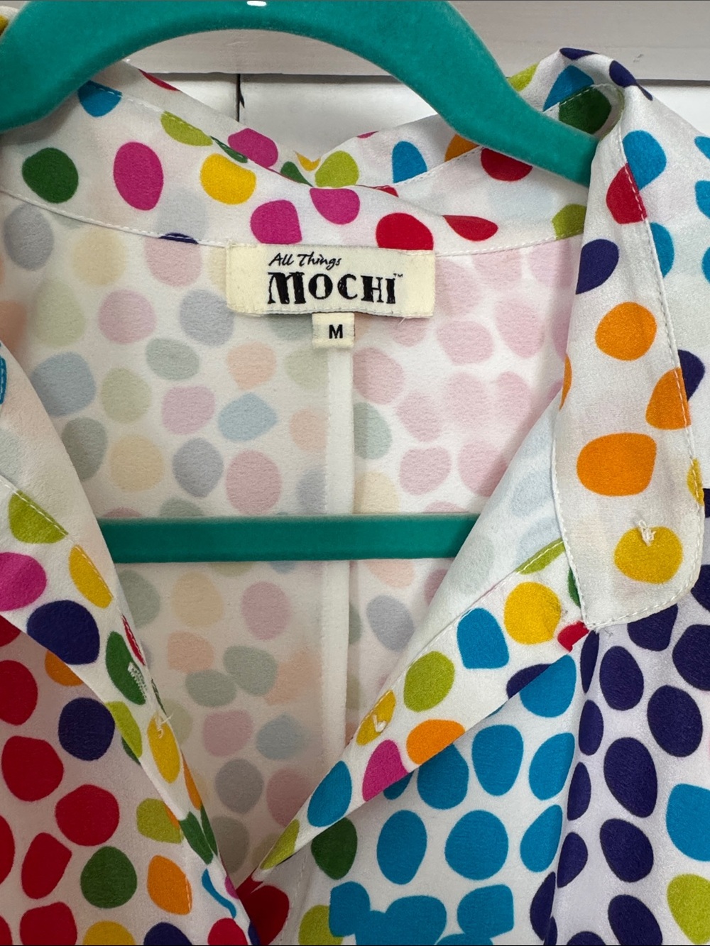 Colorful Polka Dot Drawstring Waist High Low Shirt Mini Dress - All Things Mochi - Picture 2 of 9
